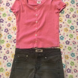 BUNDLE- Pink zara top and grey acne shorts